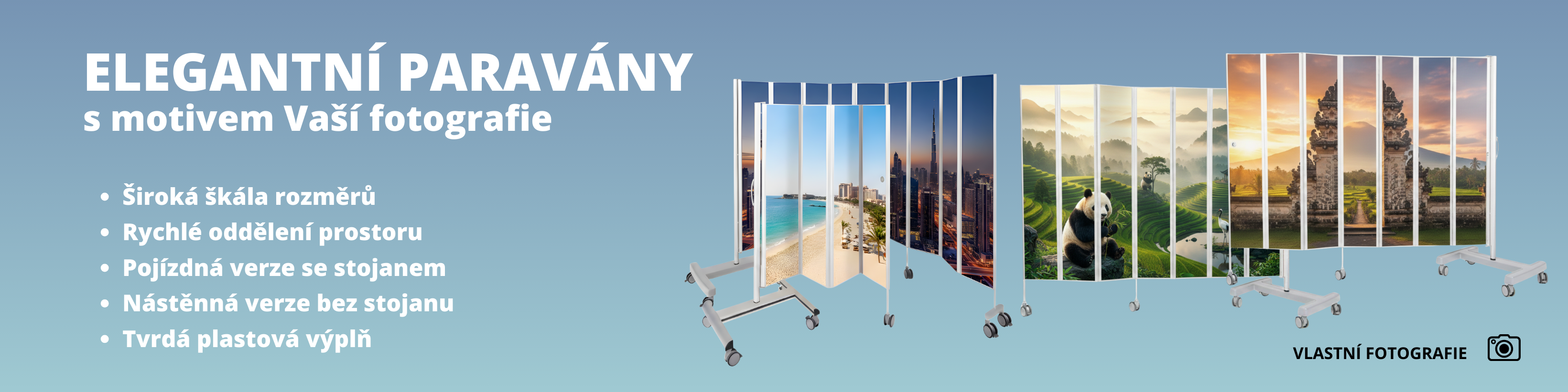 Banner paravany s vlastním motivem